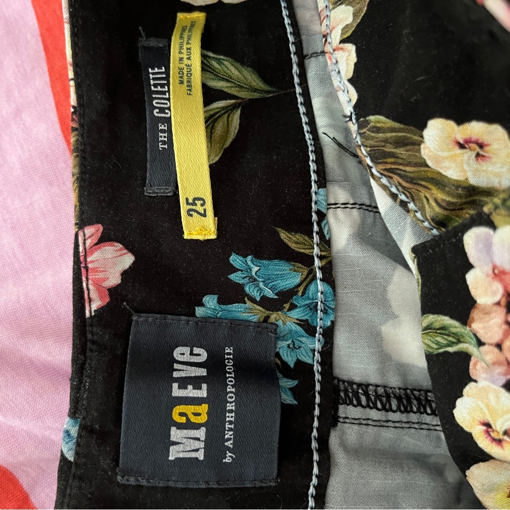 Anthropologie Black Floral Women’s Bottoms - Picture 5 of 5